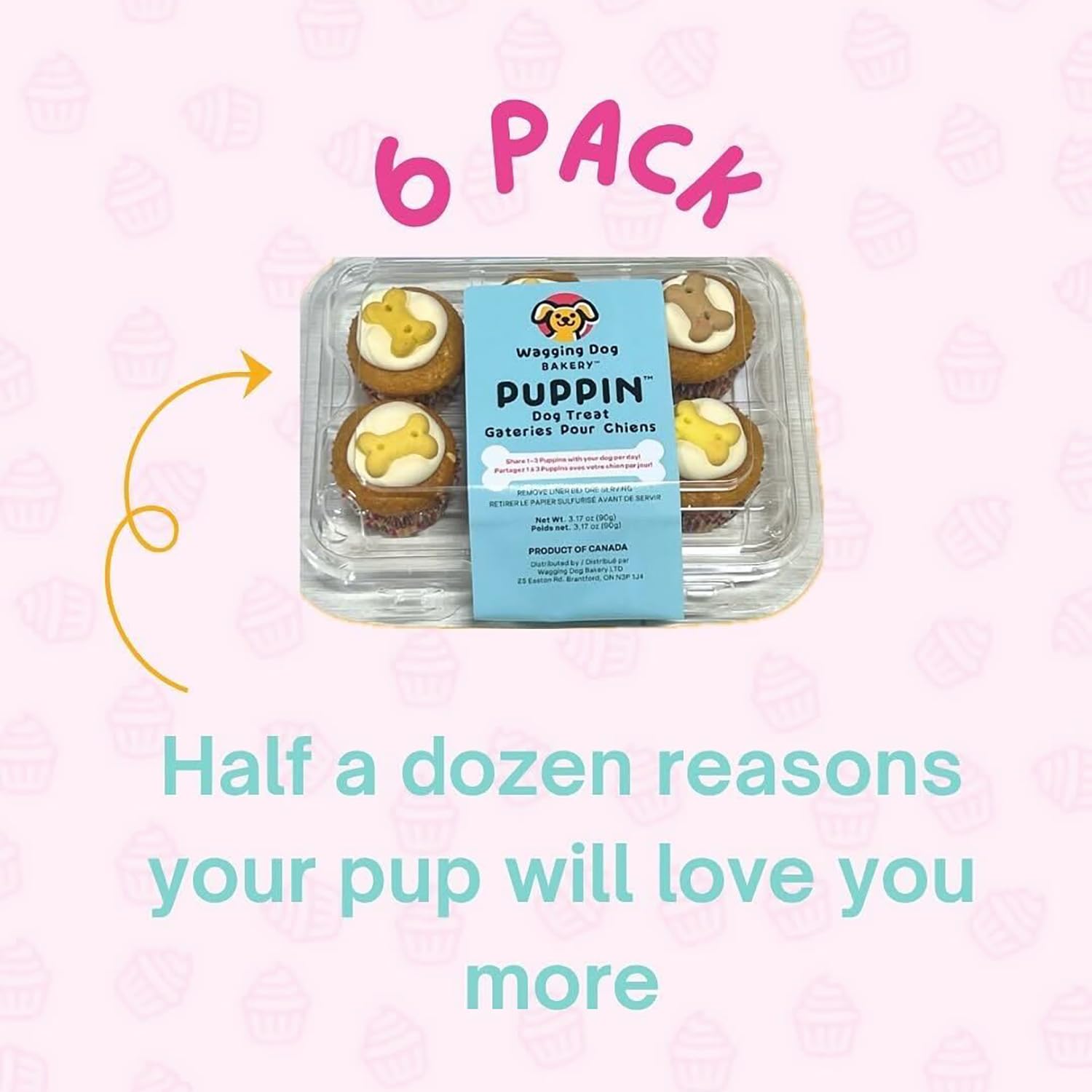 Puppin Mini Cupcake Wagging Dog Bakery, texture croustillante, moment plaisir quotidien.