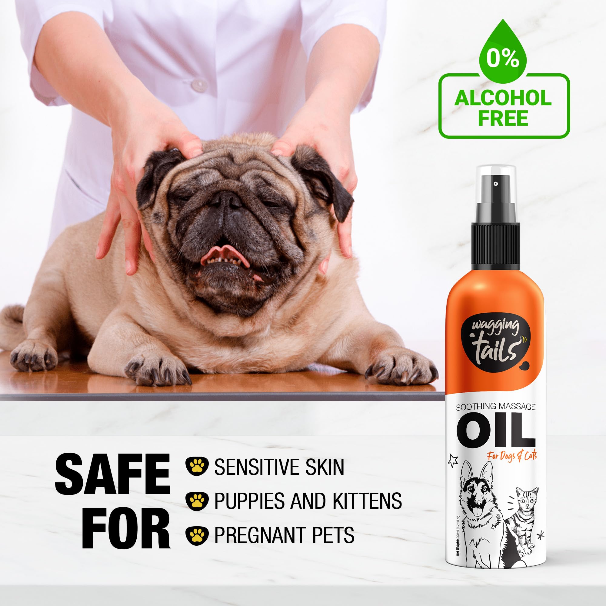 Wagging Tails propose une réduction visible de la perte de poils grâce à ses nutriments.