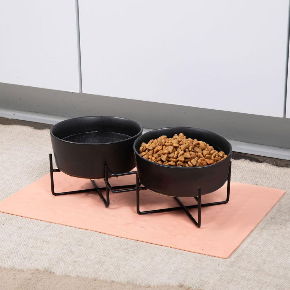 Waggo gamelles céramique doubles noir, durables et faciles à laver.