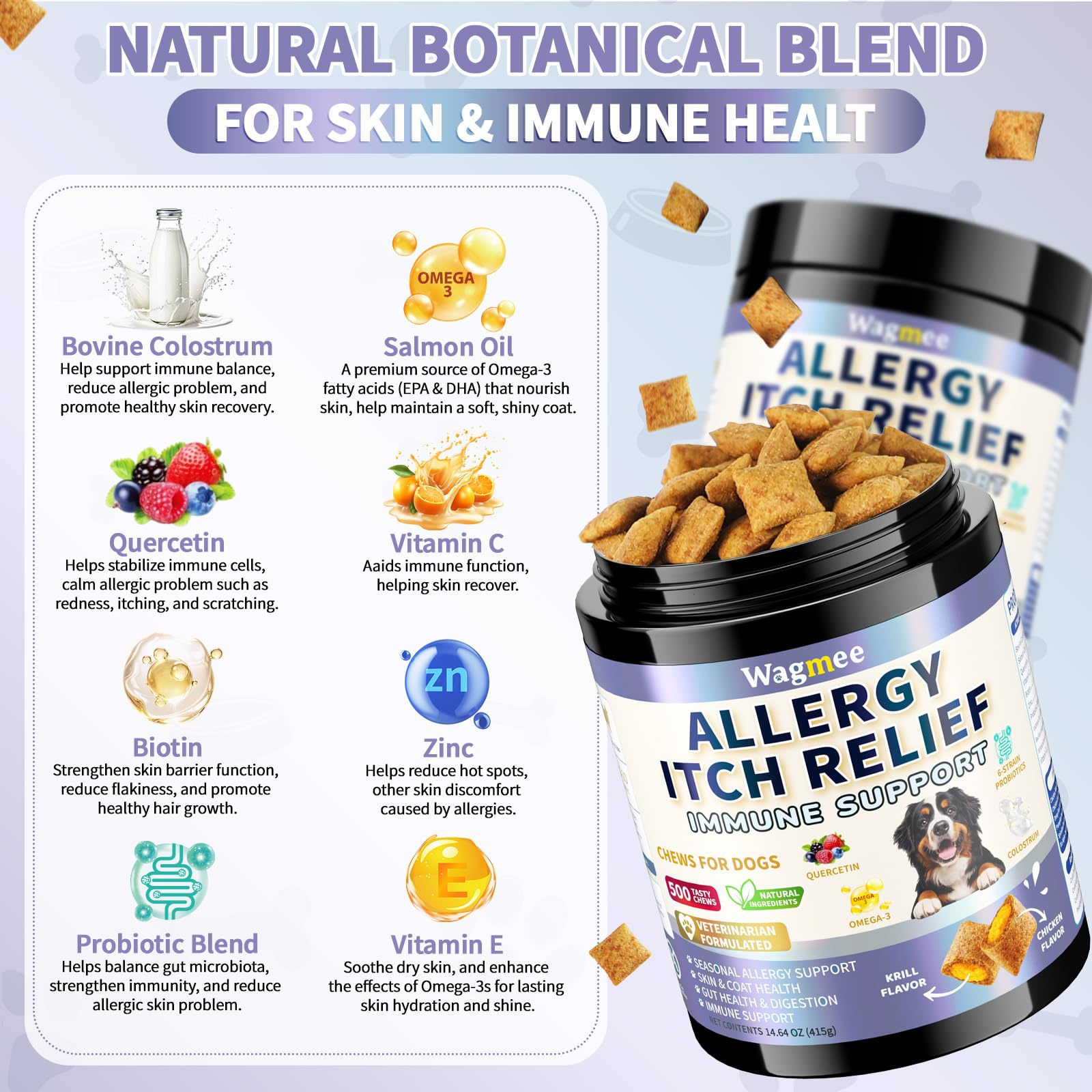 Wagmee bouchées allergie chien léche-pattes apaisement potentiel