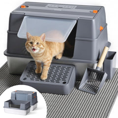 Wagora litière enclos en acier avec couvercle pour grands chats.