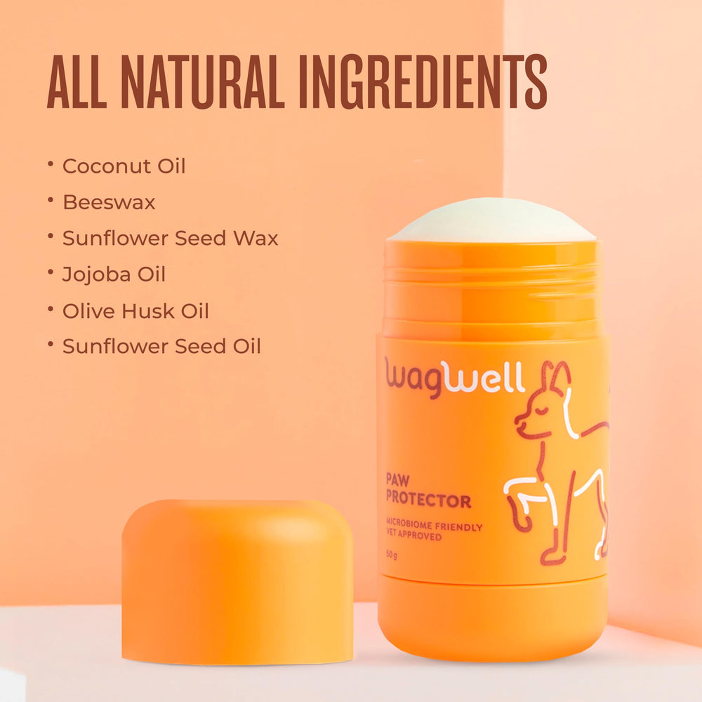 Pommade WagWell approuvée par vétérinaires, sûre pour léchage et peau sensible.
