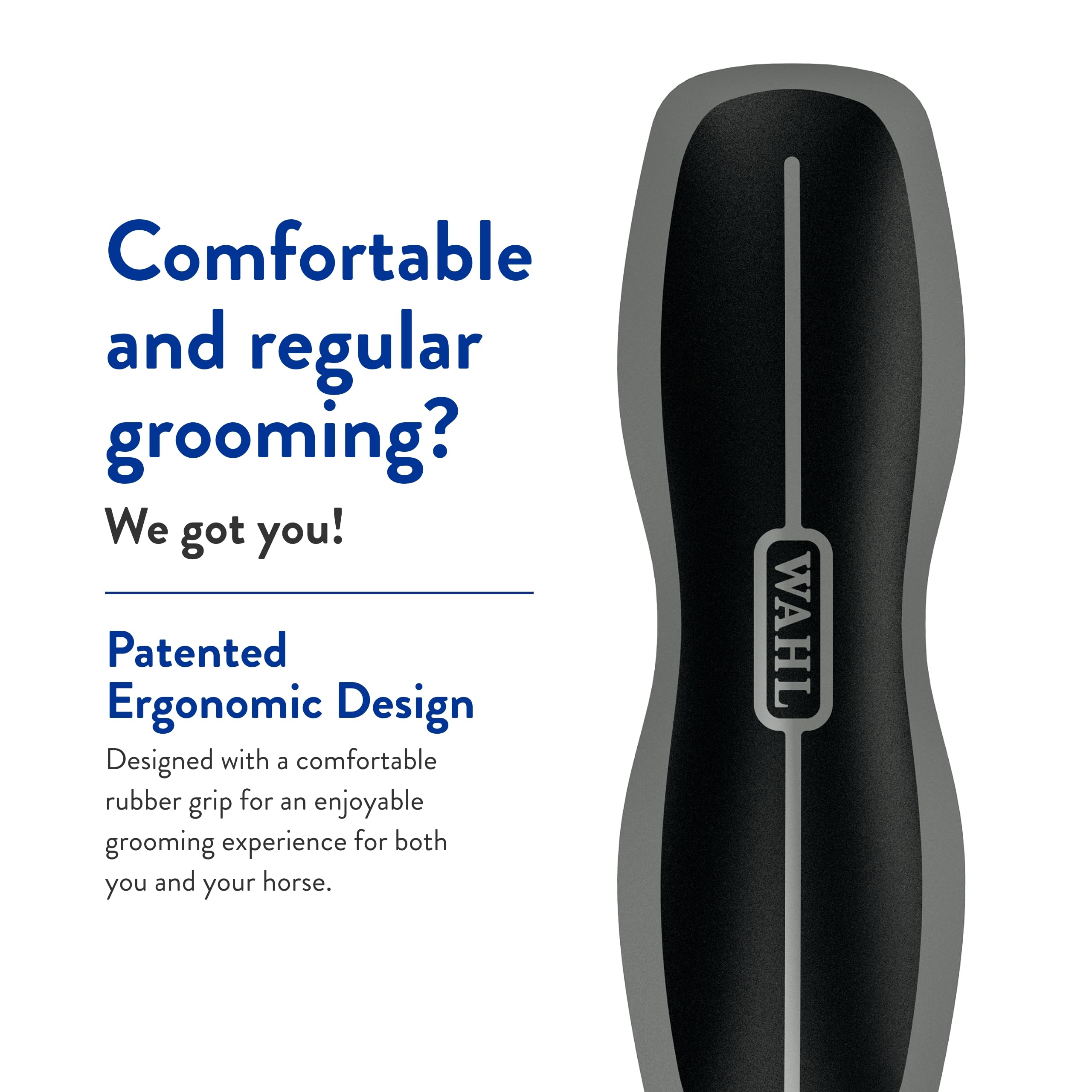 Brosse équine Wahl Stiff Body, brins adaptés au pelage du cheval.