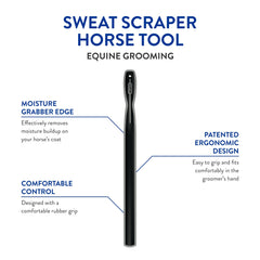 Wahl Grattoir-Sueur Cheval Poil Humide, retire efficacement l’humidité du pelage.
