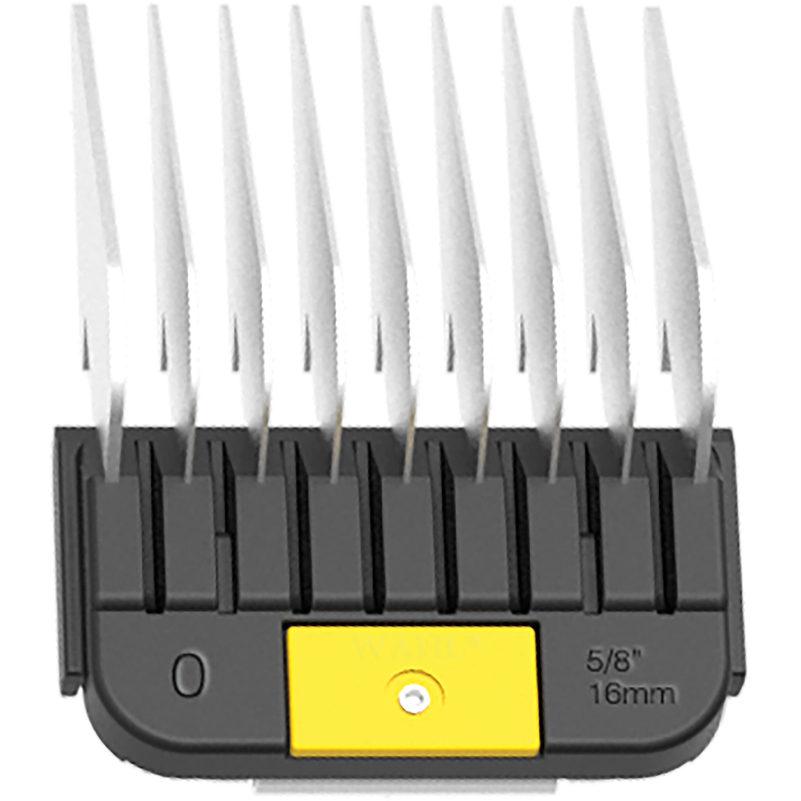 Guide d'attache Wahl en acier inoxydable jaune, longueur 16 mm pour un toilettage précis.