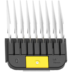 Guide d'attache Wahl en acier inoxydable jaune, longueur 16 mm pour un toilettage précis.