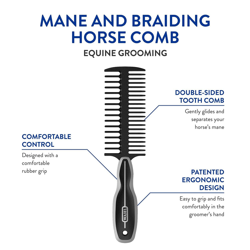 WAHL poignée ergonomique caoutchouc noir pour prise en main confortable.