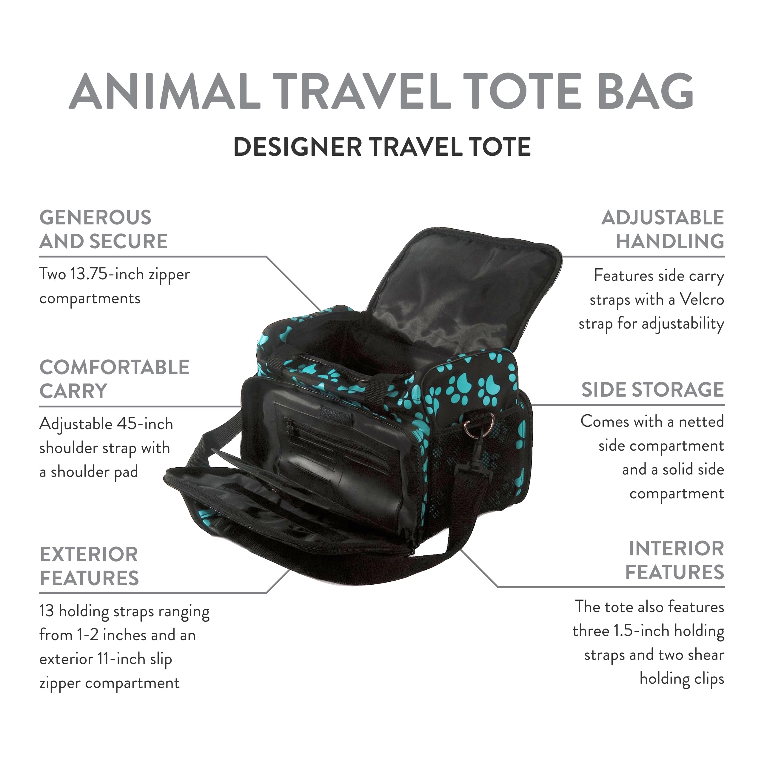 sac de voyage WAHL pour animaux, poches externes, accès rapide aux ciseaux et brosses