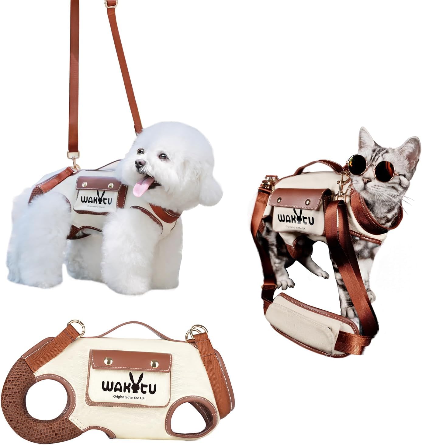 Harnais Wakytu pour chien, vue avant pour confort et levage en balade