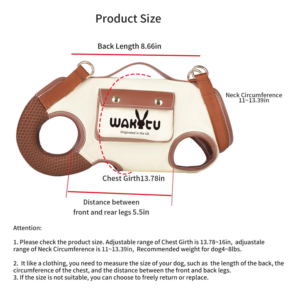 Harnais Wakytu pour chien, tissu respirant et canvas imperméable