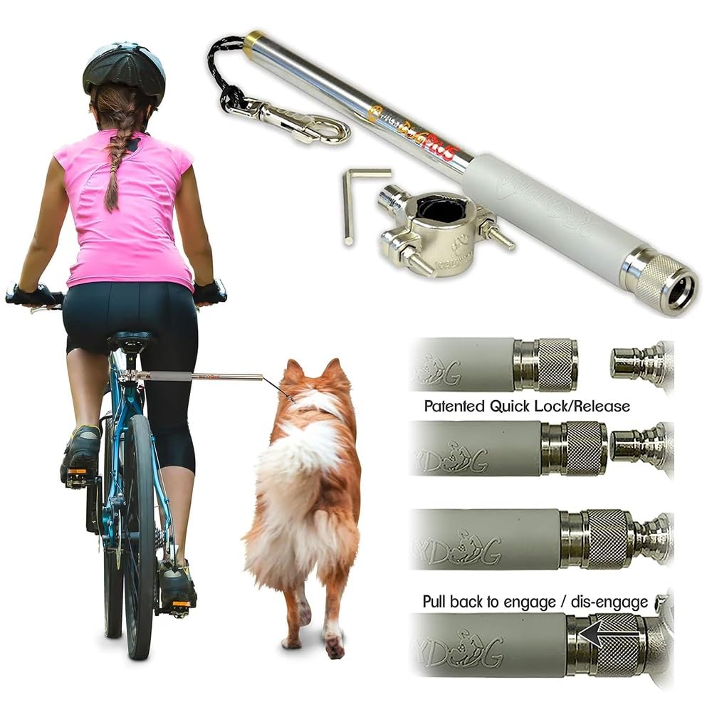 Walky Dog Plus : installation facile sur vélo pour chien et cycliste.