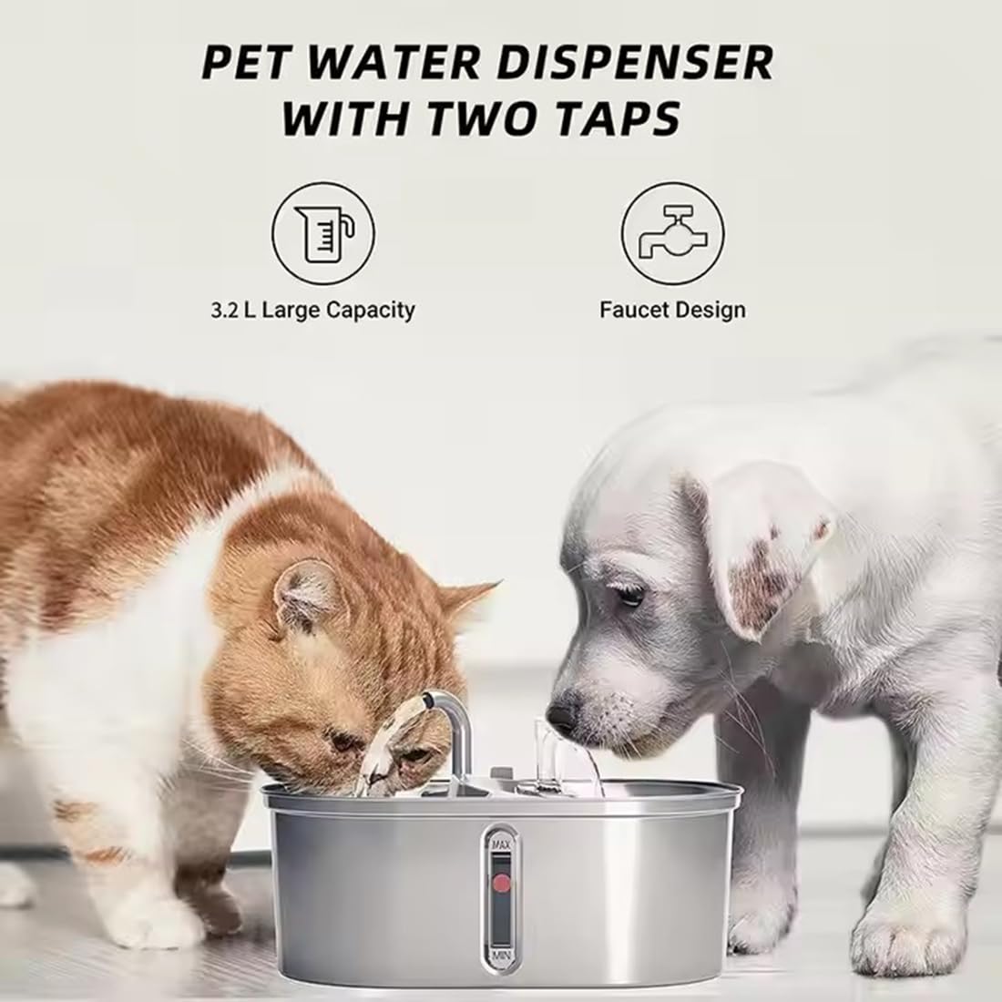 WALMIO bol double pour chats, favoriser hydratation et partage.