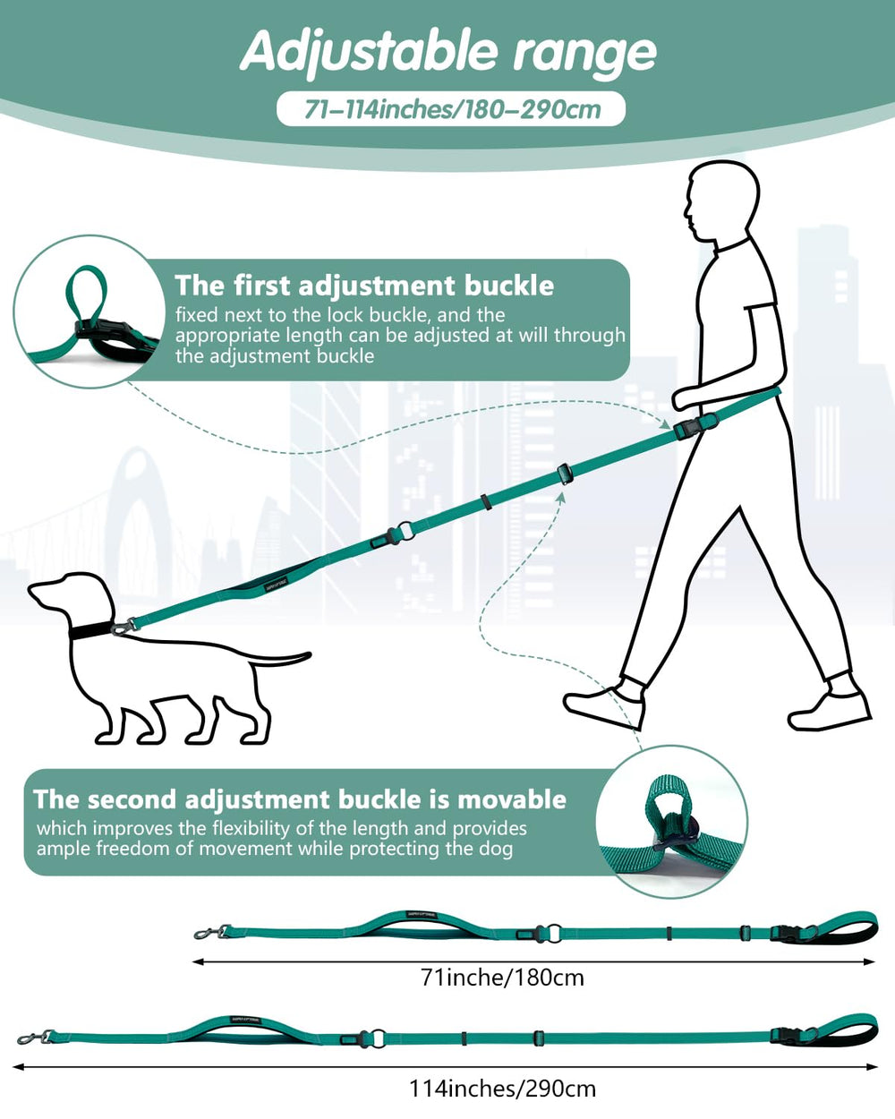 Wanfire laisse chien avec ceinture voiture connectable pour trajets sécurisés.