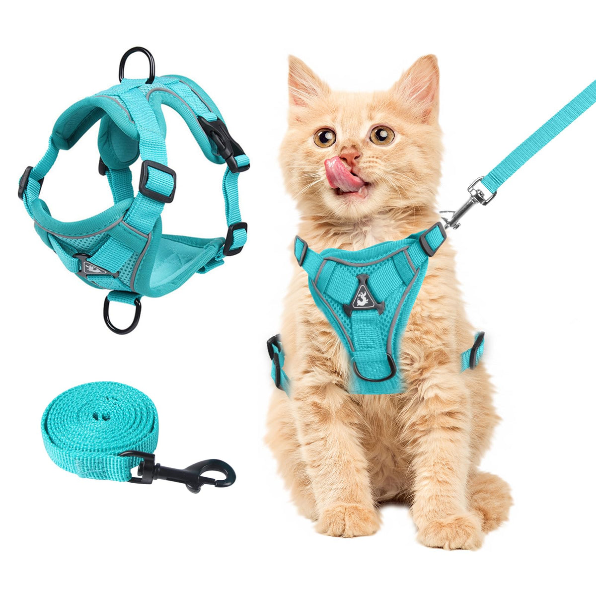 Harnais Wanheart Summer pour chat en émeraude, confort respirant lors des sorties quotidiennes.