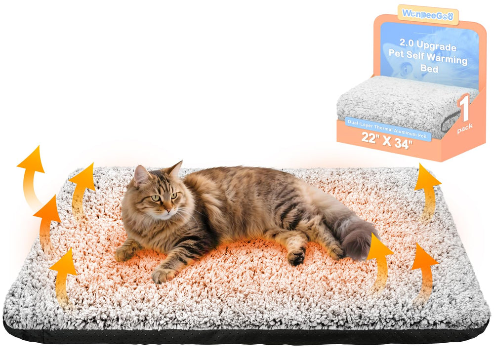 Lit chauffant WanpeeGoo gris, surface plush douillette pour animaux.
