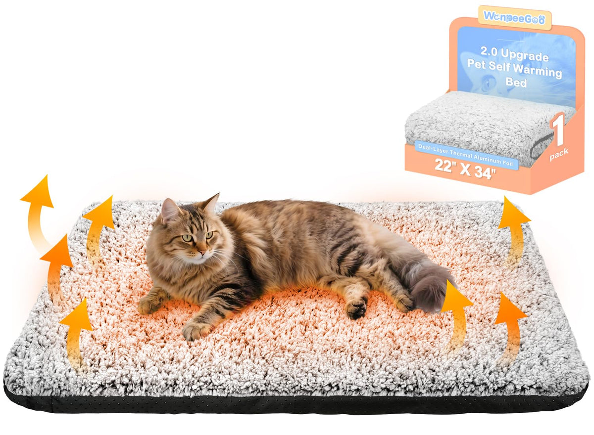 Lit chauffant WanpeeGoo gris, surface plush douillette pour animaux.