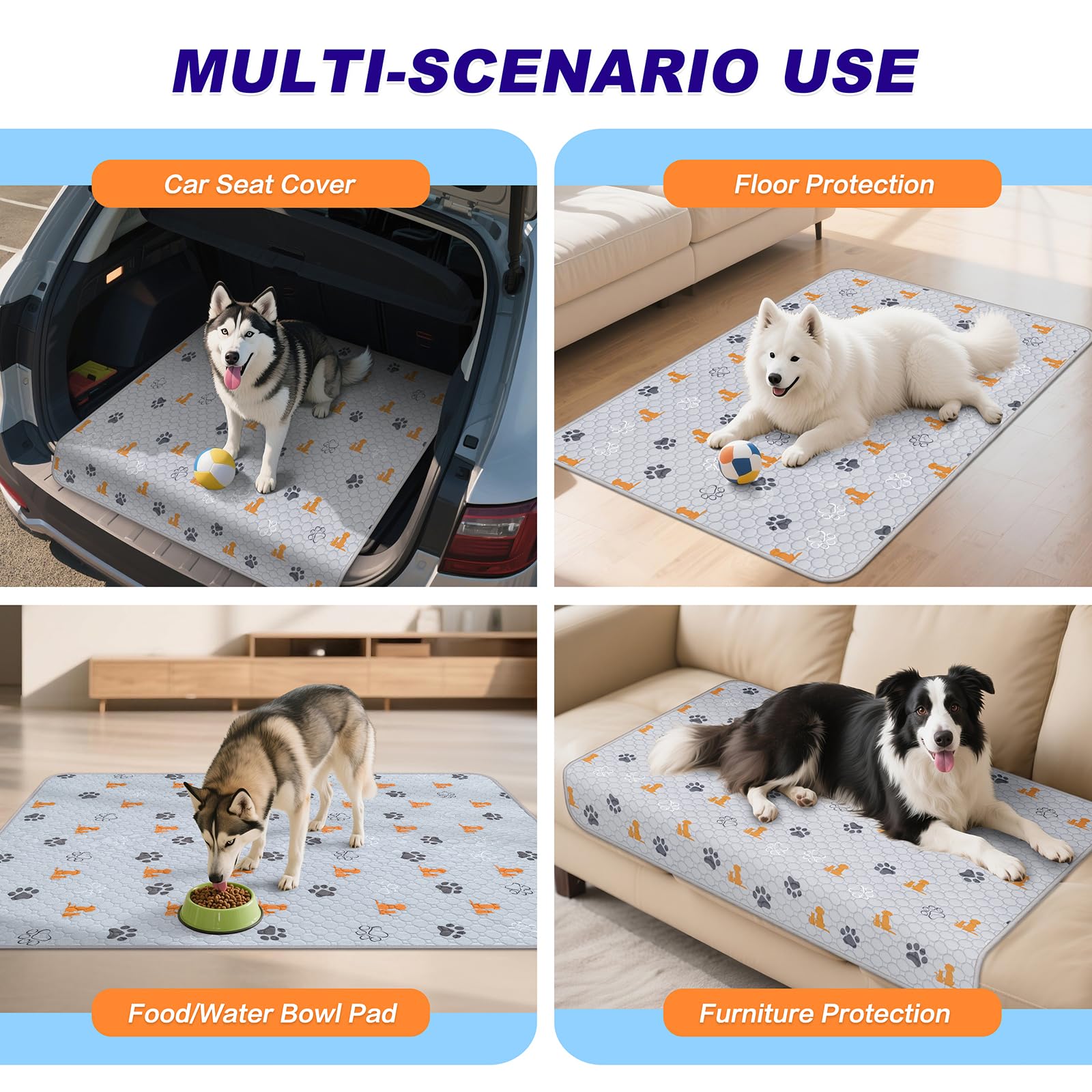 WanpeeGoo-tapis-pipi-chien-grande-taille-36x41: taille adaptée à la plupart des chiens.