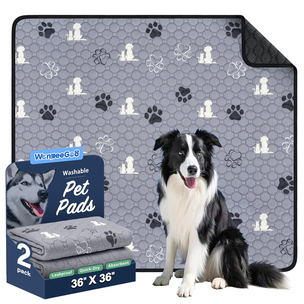 WanpeeGoo tapis-pipi lavable 36x36 gris, réutilisable pour l'entraînement des chiots.