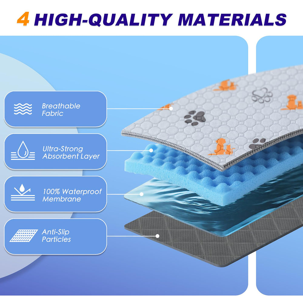 Ensemble de deux tapis WanpeeGoo 36x36, absorbants et réutilisables.