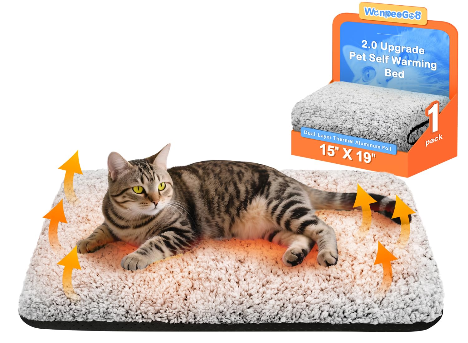 WanpeeGoo lit chat autonome avec chaleur par reflet de foil, idéal pour chats sensibles au froid.