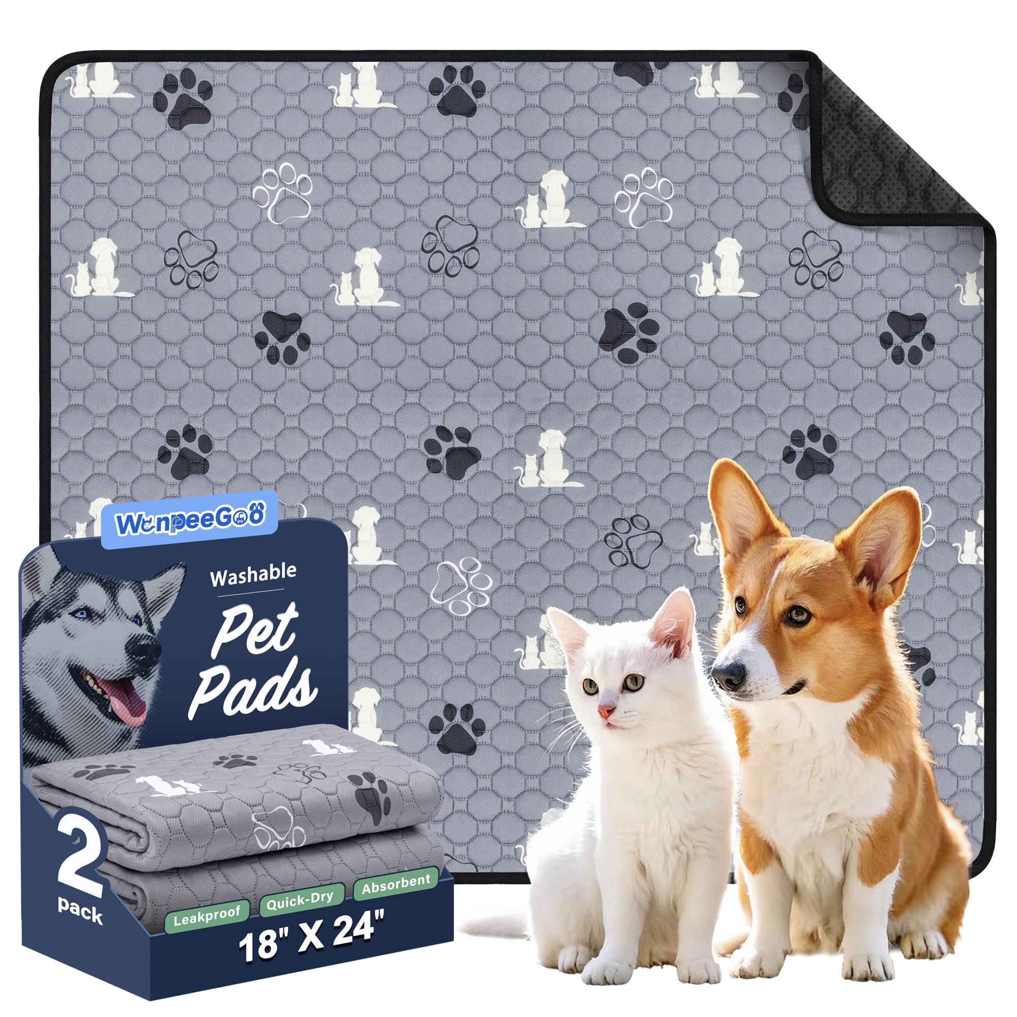 WanpeeGoo tapis-pipi chien 18x24, ensemble de deux, idéal pour l'entraînement.