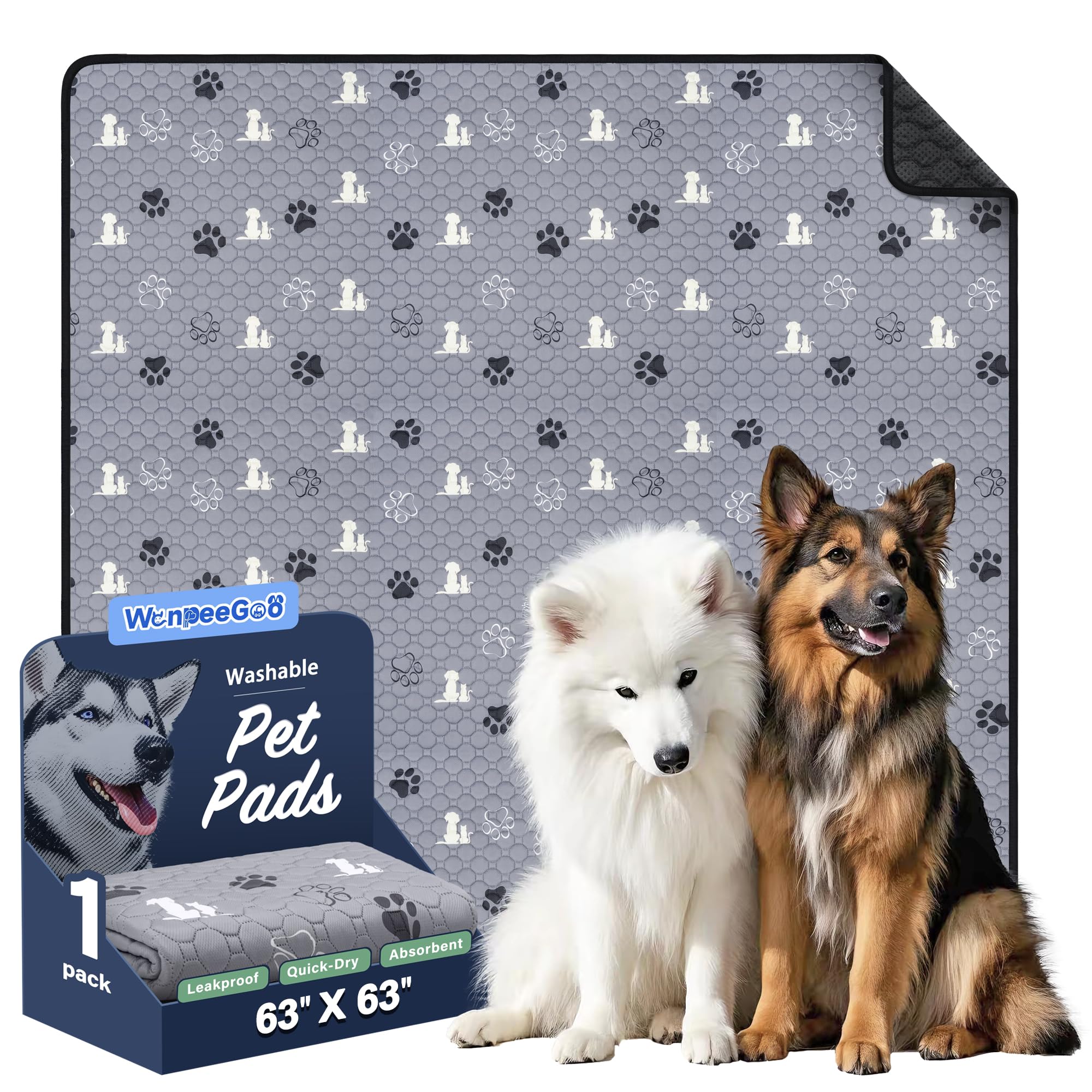 WanpeeGoo tapis-pipi réutilisable 63x63, absorption élevée pour l'entraînement.