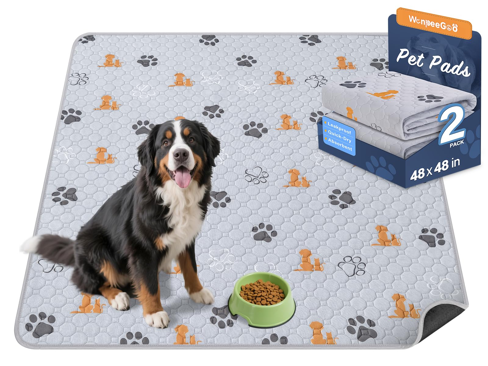 WanpeeGoo tapis-propreté pour chien orange, grande surface et confort.