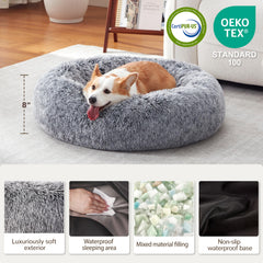 Warmrest Donut détail de la fourrure grise, douceur premium
