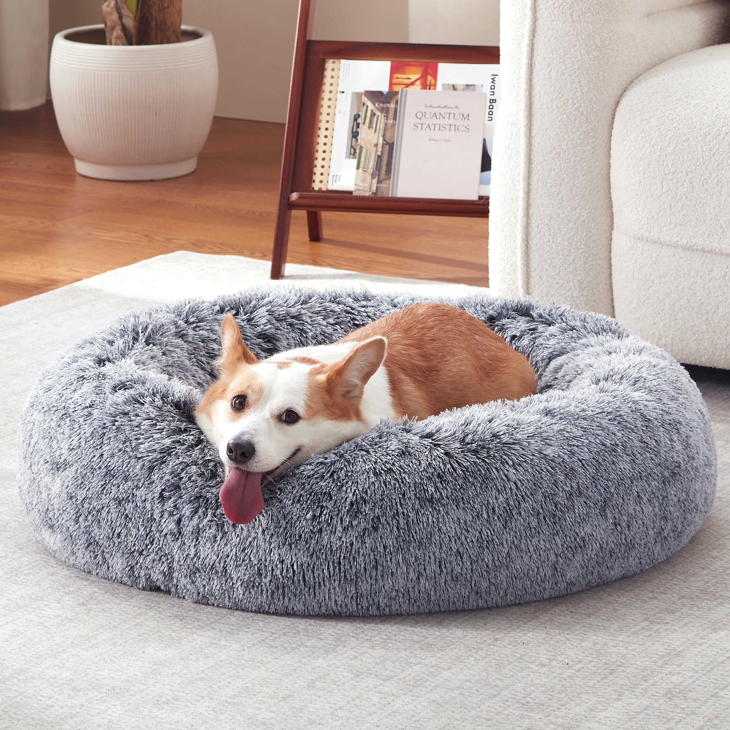 Warmrest Donut lit chien gris, confort enveloppant et design rond