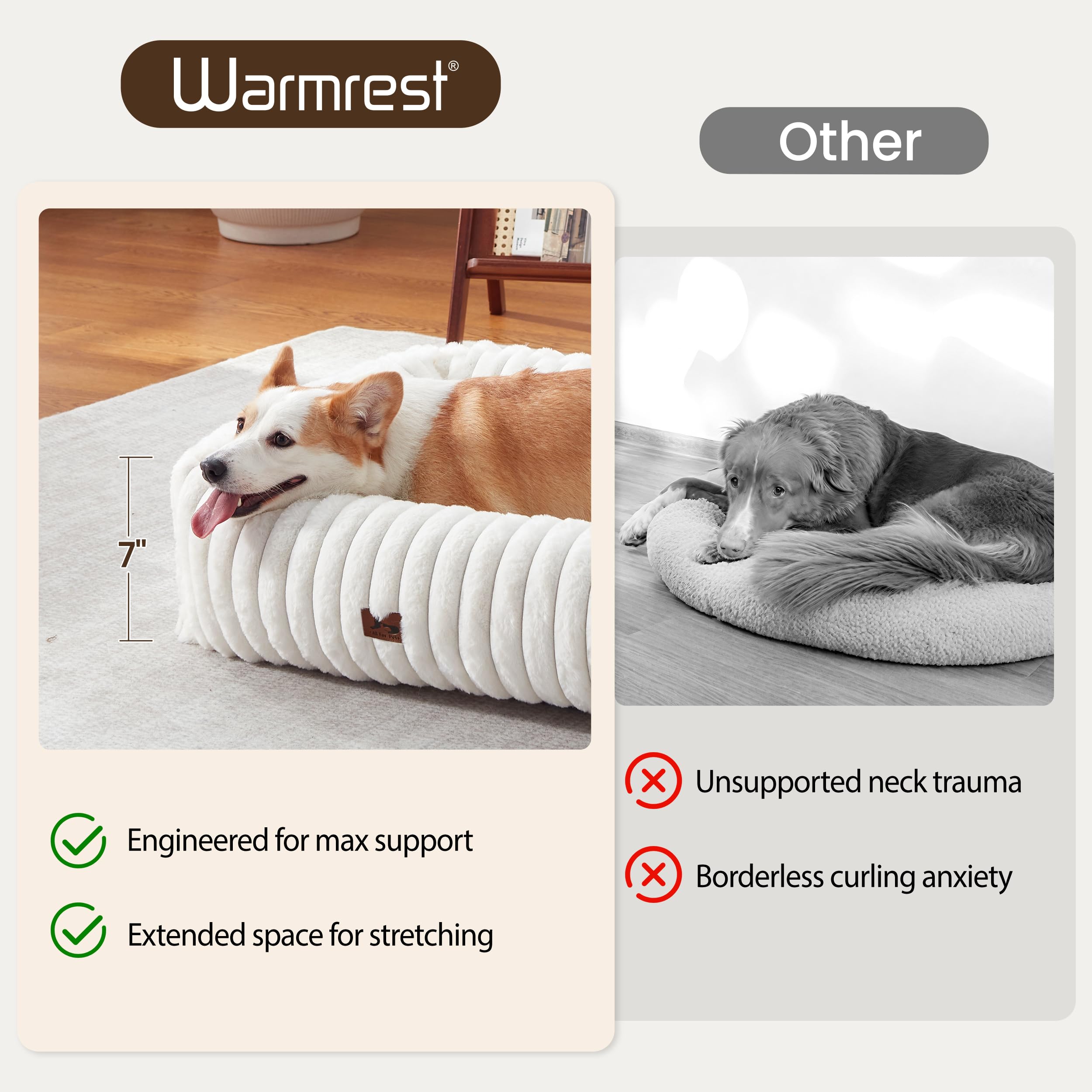 Lit Warmrest en fourrure imitation, chaleur enveloppante pour repos.