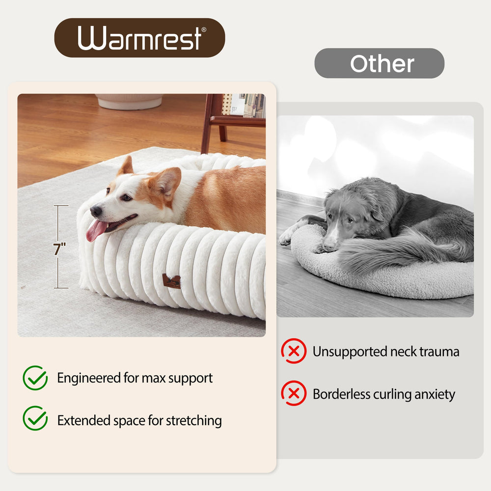 Lit Warmrest en fourrure imitation, chaleur enveloppante pour repos.