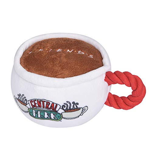 Peluche Central Perk avec corde intégrée pour jeux de traction.