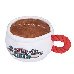 Peluche Central Perk avec corde intégrée pour jeux de traction.
