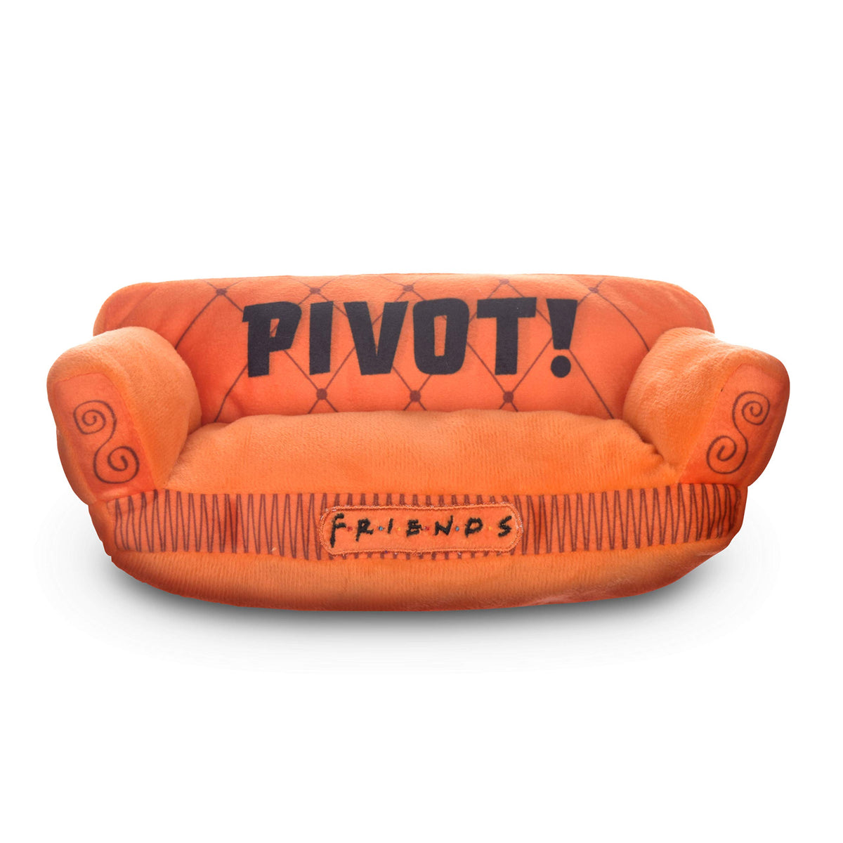 Jouet chien Warner Bros Amis canapé pivot orange pour câlins.