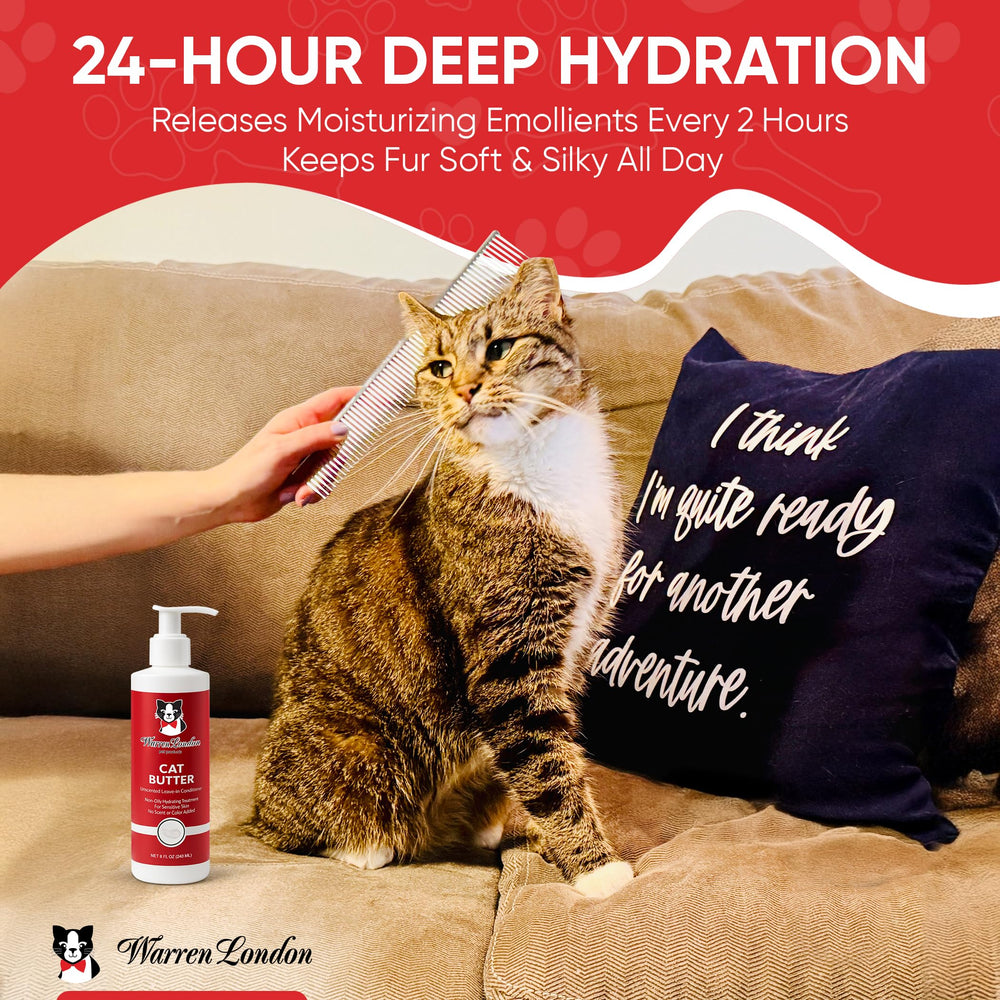 Beurre hydratant Warren London Cat – démonstration sur poil, démêlage facilité.