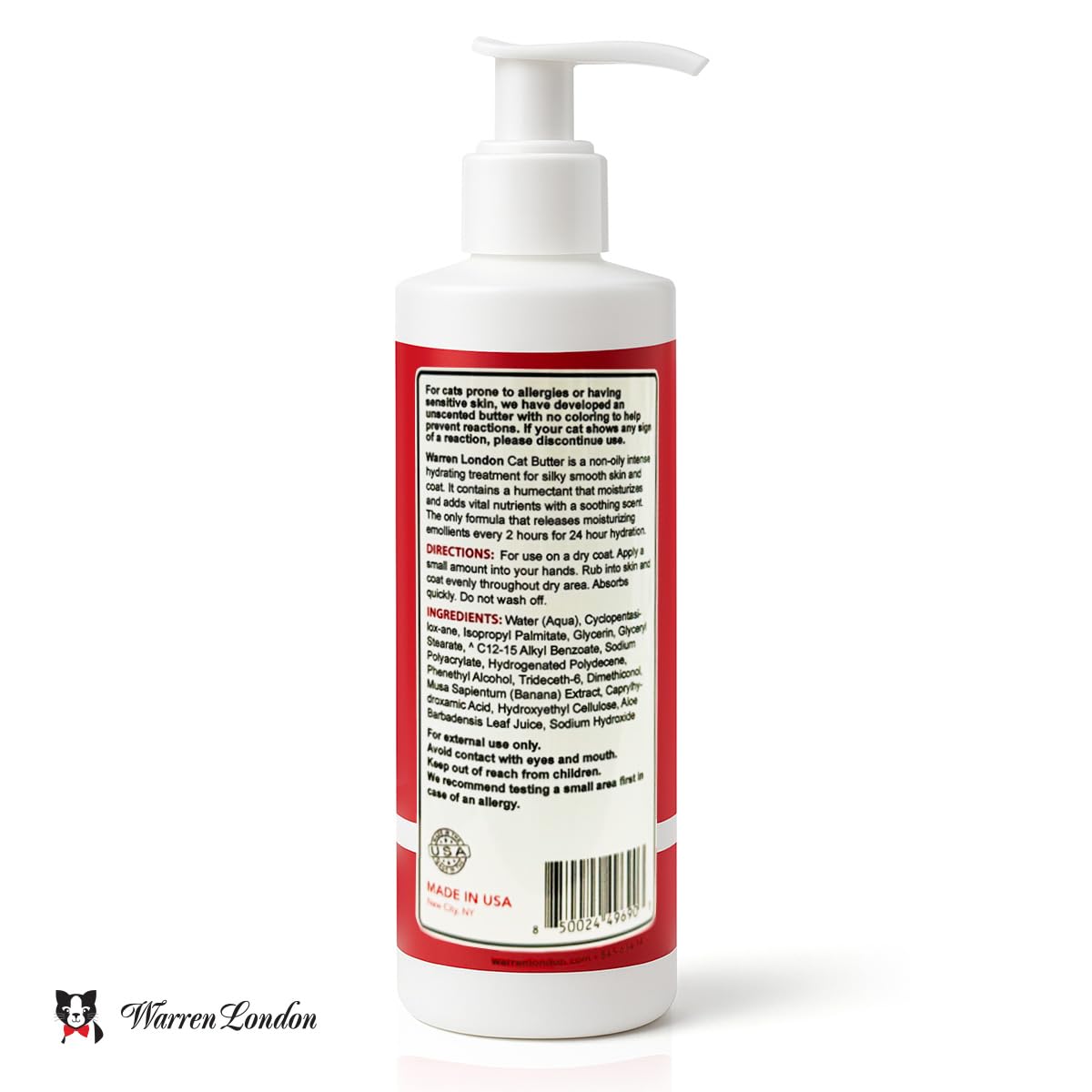 Beurre hydratant Warren London Cat – usage quotidien rapide pour pelage de chat.