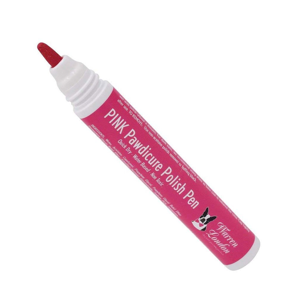 Pawdicure Warren London: stylo-vernis-ongles-chien-rose, application rapide et sûre.
