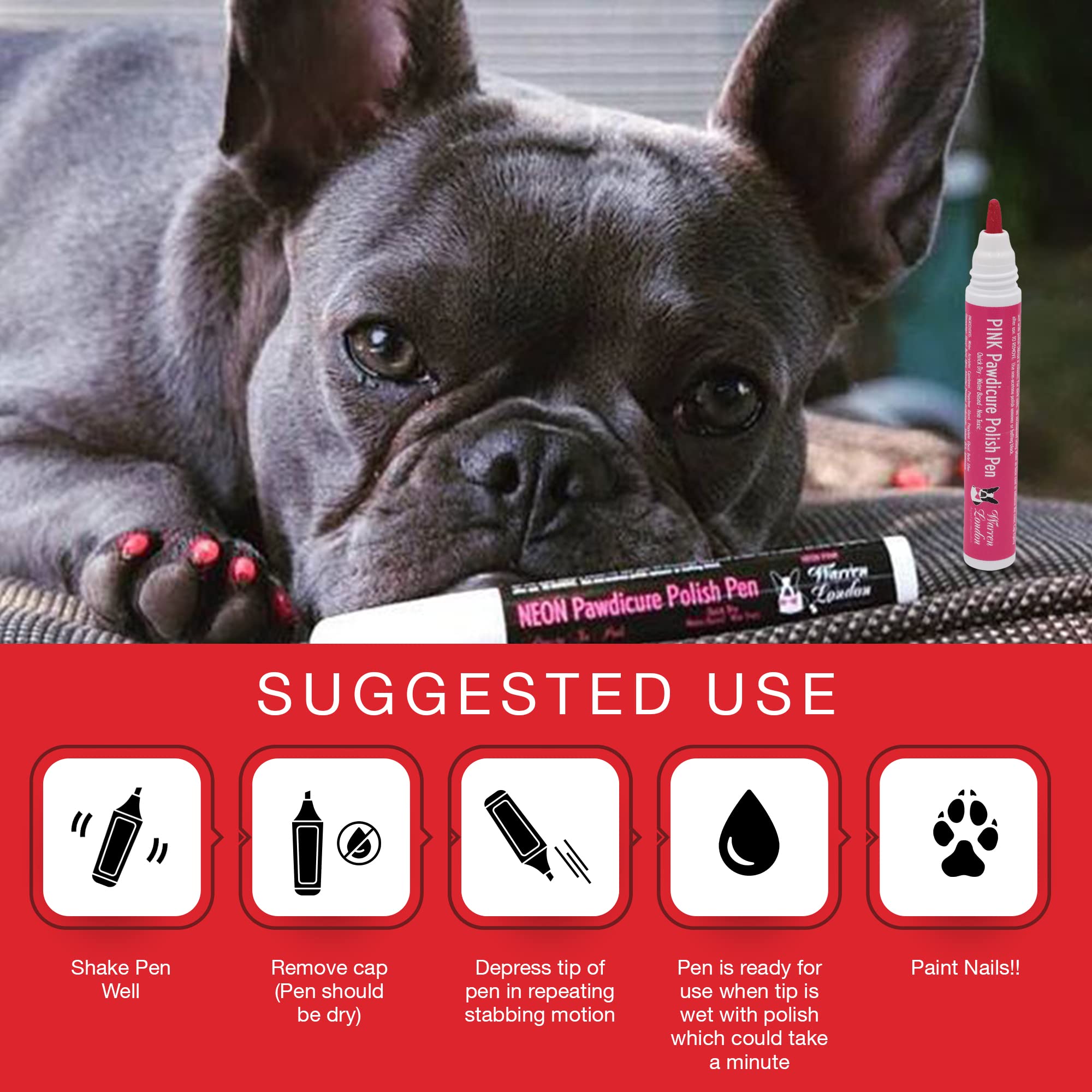 Pawdicure Warren London: stylo-vernis-ongles-chien-violet, séchage rapide.