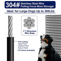 WATFOON câble-attache-chien – boucle 360 degrés rotative pour mouvement fluide.