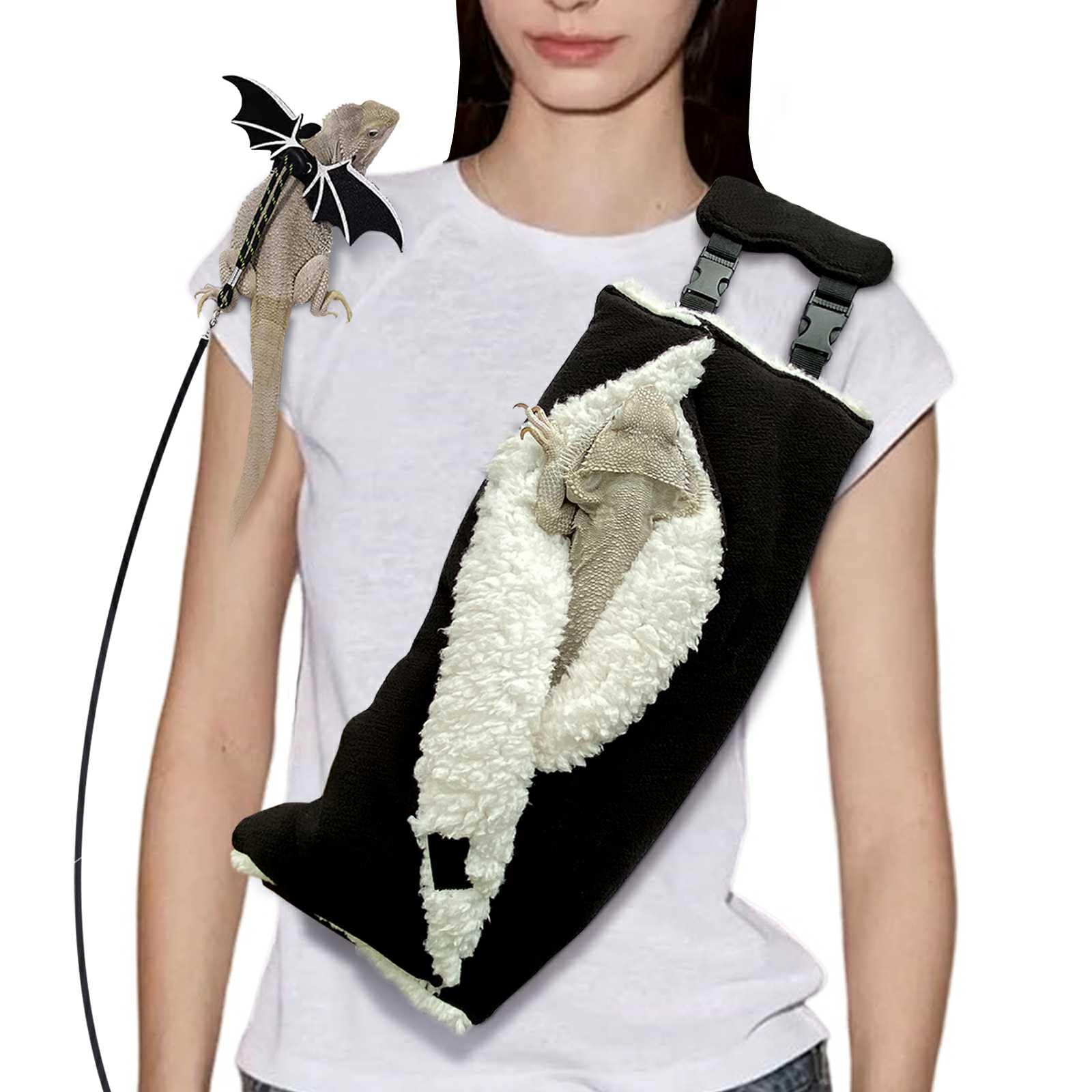 WATFOON dragon-barbu porte-sling: intérieur douillet pour le confort lors des sorties.