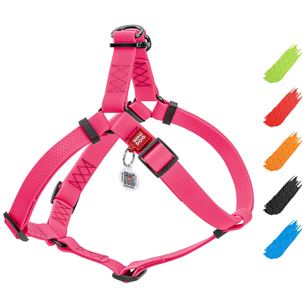 WAUDOG harnais impermeable pour chien rose, facile a nettoyer apres promenade.
