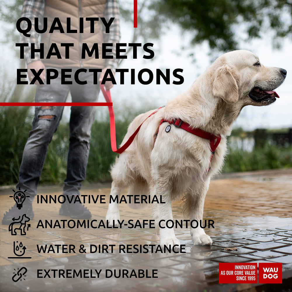 Tag QR WAUDOG intégré sur le harnais pour chien.