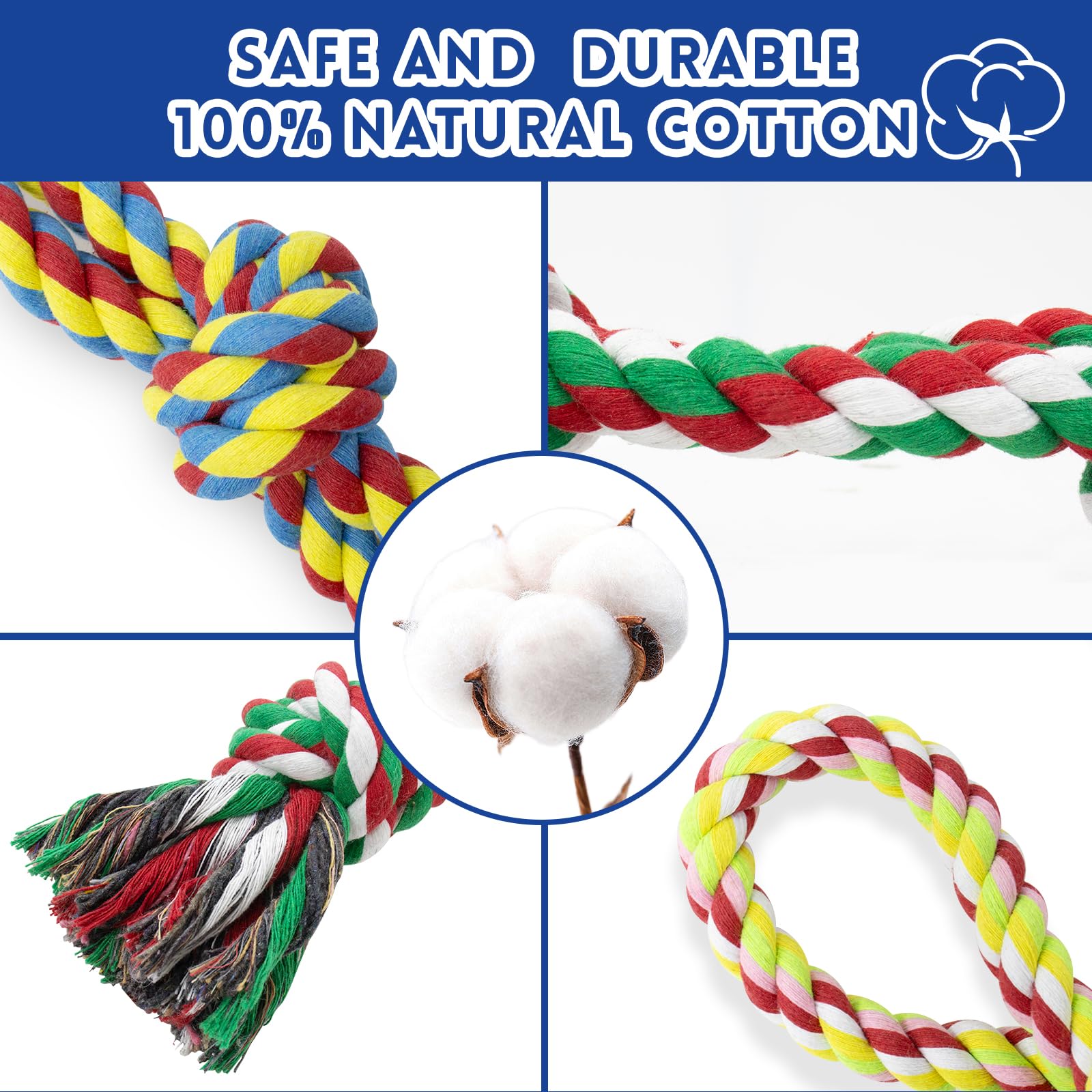 WDZZHOT, jouet corde dentition, coton naturel pour nettoyage doux.