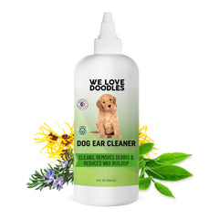 We Love Doodles bouteille-pompe nettoyant oreilles chien, nettoyage en douceur et apaisement.