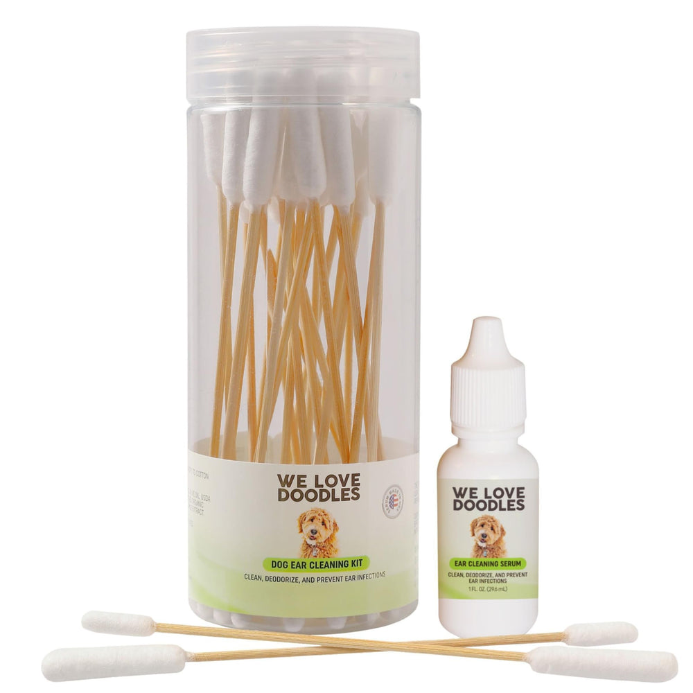 We Love Doodles kit-nettoyage-oreilles-chien-serum: nettoyage doux des oreilles et confort.