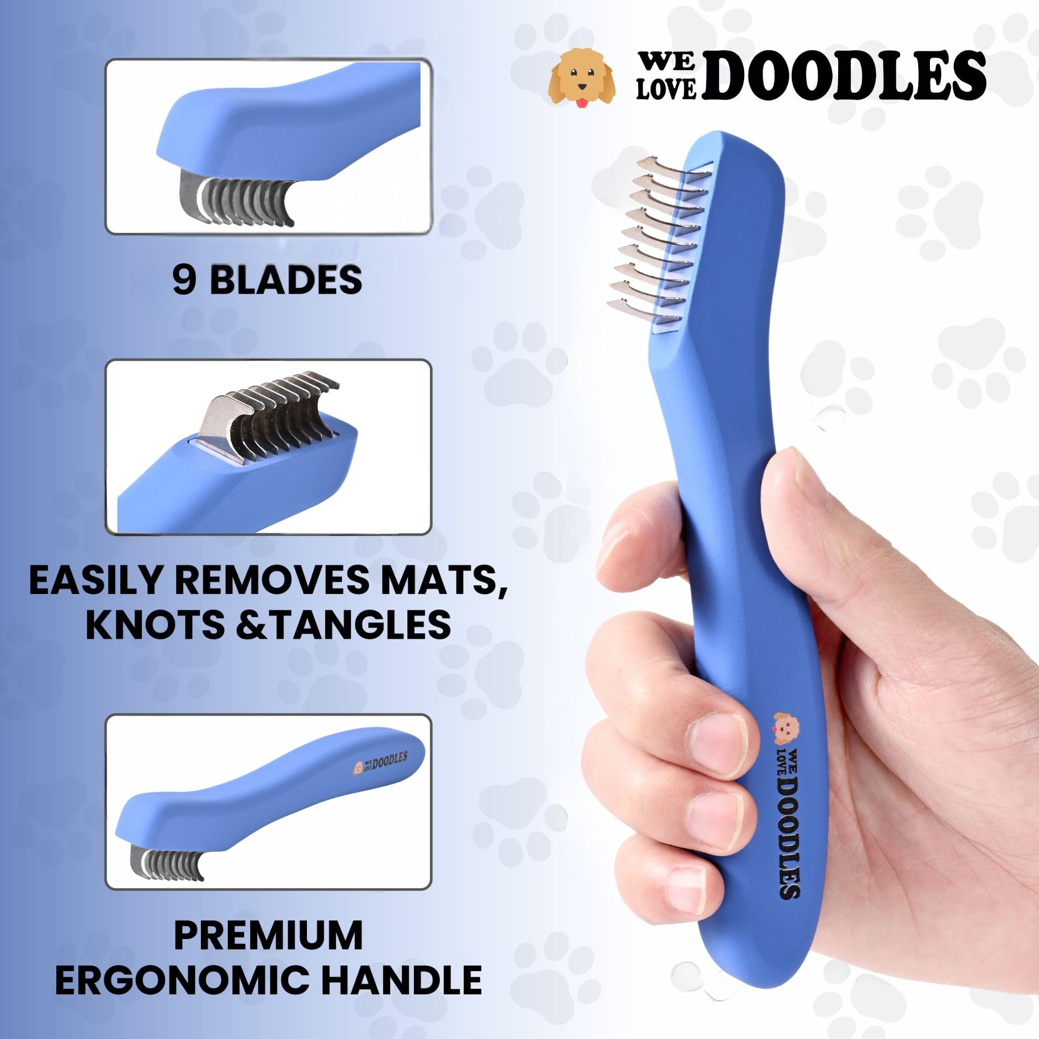 We Love Doodles lames en acier inoxydable glissent en douceur sur tous les poils.