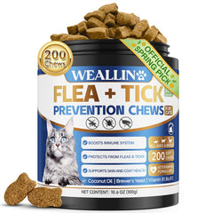 WEALLIN: bouteille de friandises anti-puces pour chat, pratique et dosable.