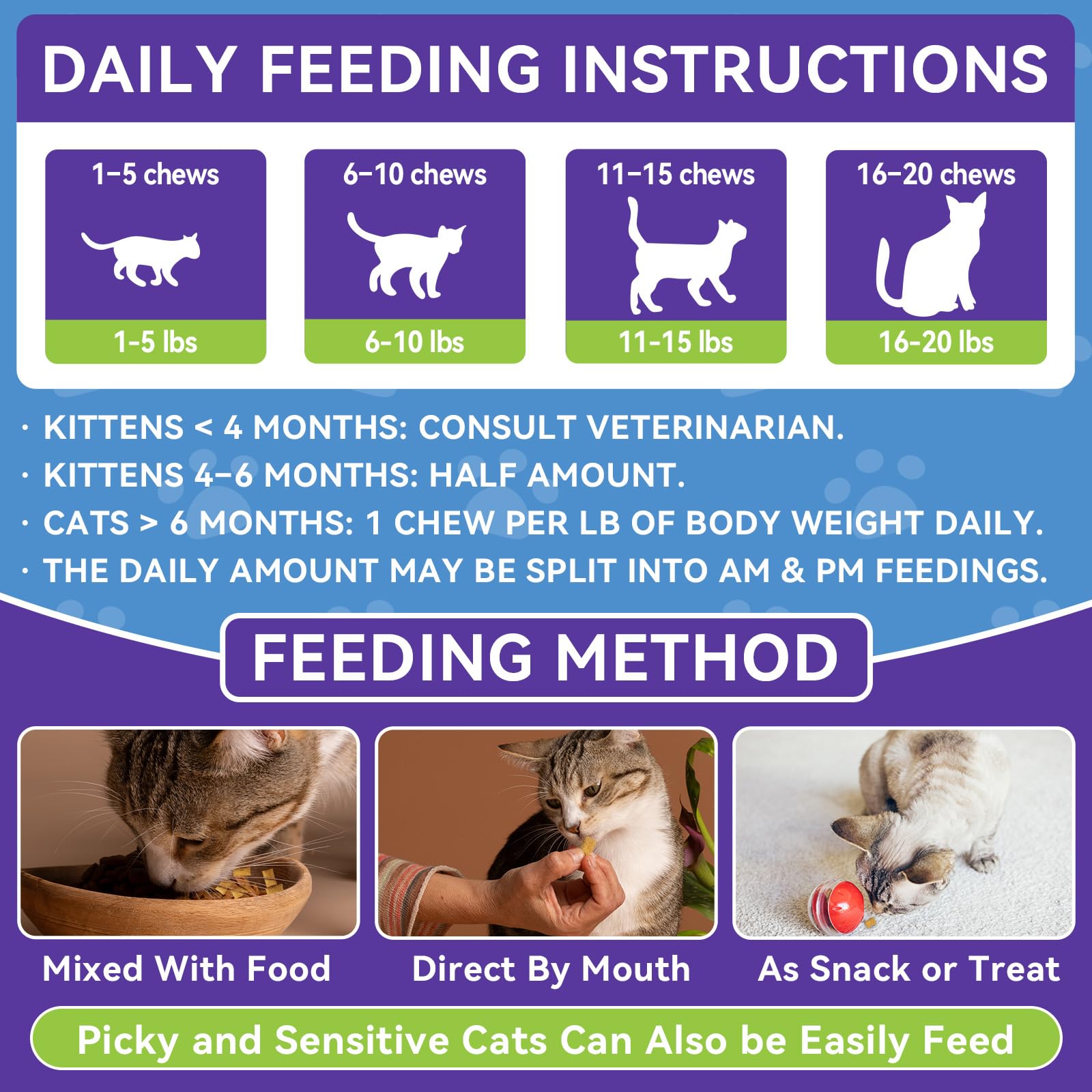WEALLIN contenu 500 bouchées, valeur durable pour chats de tous âges.