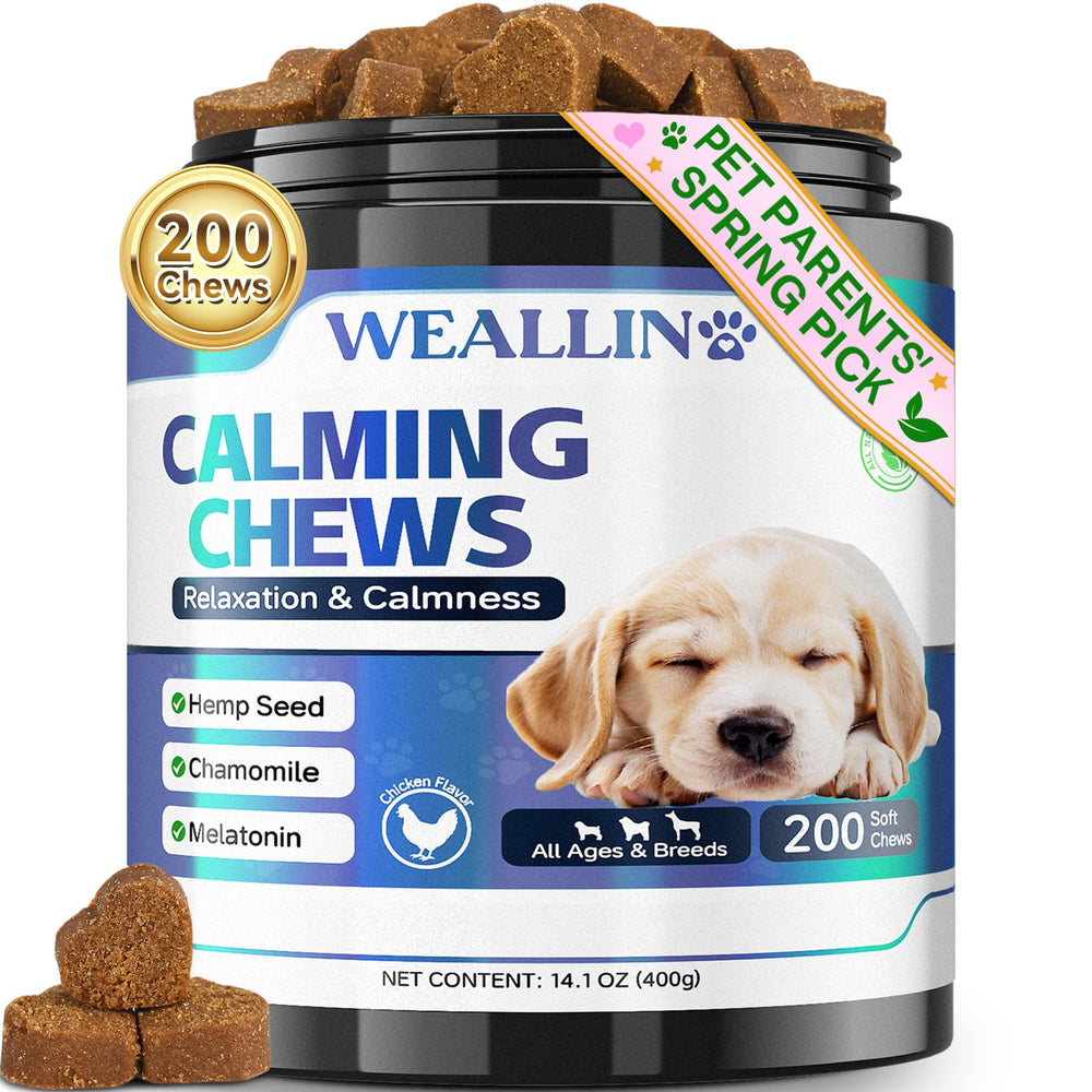 WEALLIN chews bouteille apaisante pour chiens, soutien potentiel au calme.