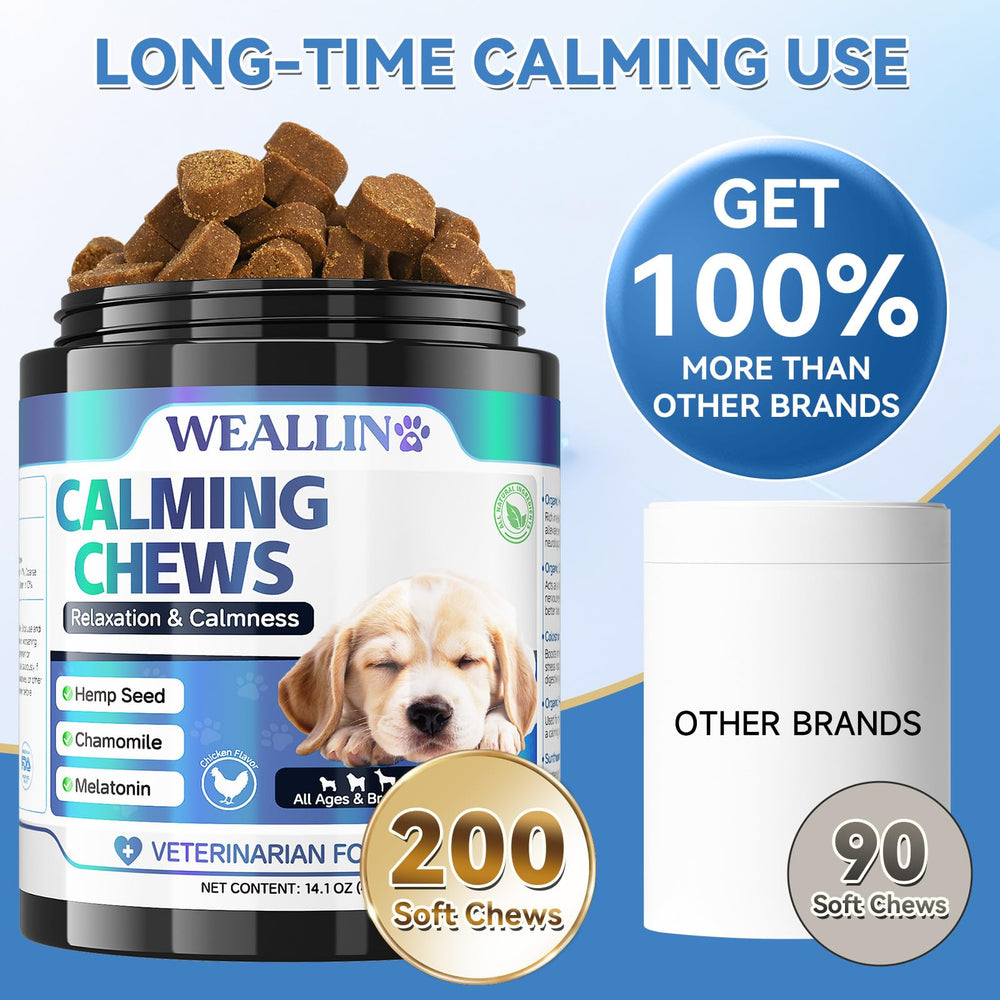 Ingrédients WEALLIN chews: camomille et mélatonine, formulation naturelle.